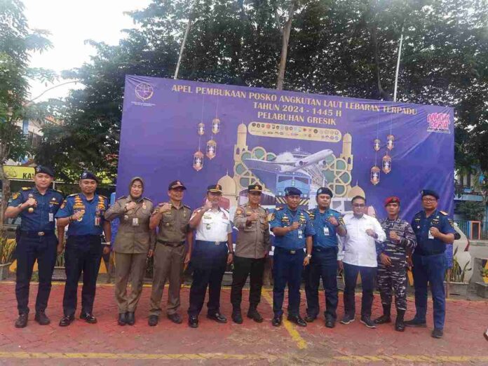 KSOP Gresik Gelar Apel Kesiagaan Pembukaan Posko Penyelenggaraan Angkutan Laut Lebaran Tahun 2024