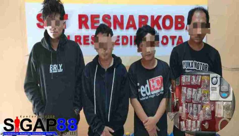Satresnarkoba Polres Kota Kediri Amankan Empat Pengedar Sabu-Sabu