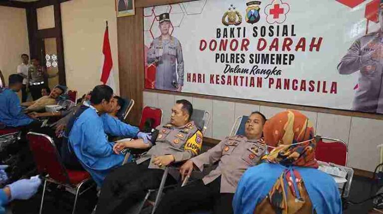 Sambut Hari Kesaktian Pancasila Tahun 2024, Polres Sumenep Gelar Donor Darah