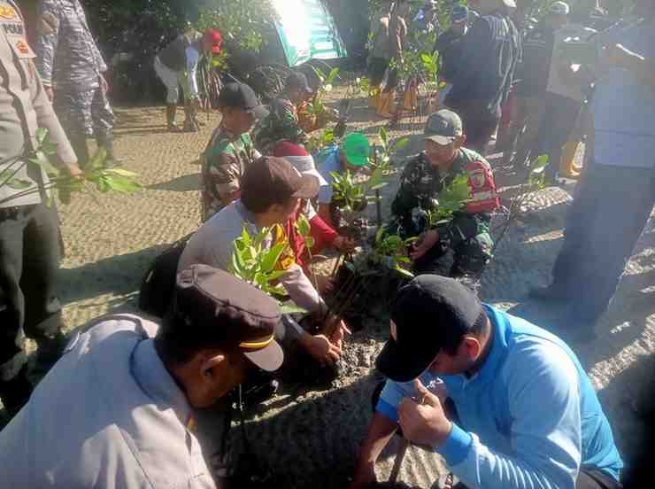 Koramil 0826-05 Larangan Gandeng Masyarakat Tanam 1000 Bibit Mangrove