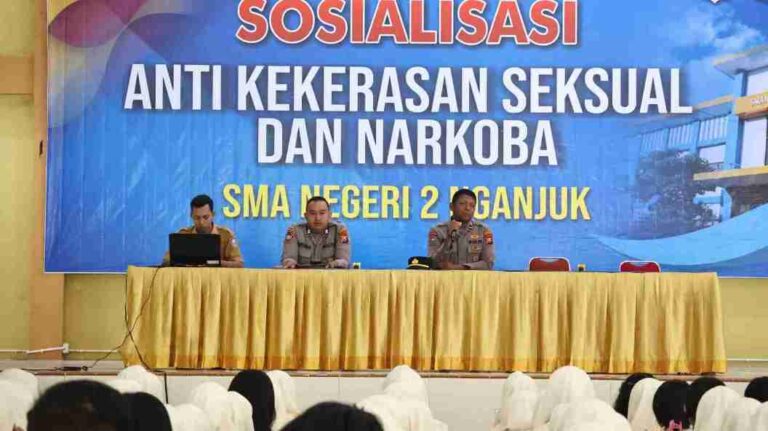 Polres Nganjuk Sosialisasikan Penanggulangan Kekerasan Seksual Dan Bahaya Narkoba