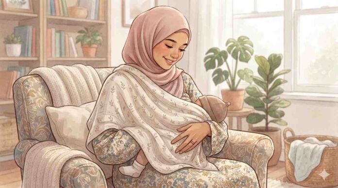 ilustrasi ibu menyusui bayi Ilustrasi ibu menyusui bayi