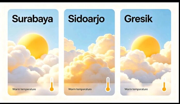 prakiraan cuaca hari ini Surabya Gresik Sidoarjo