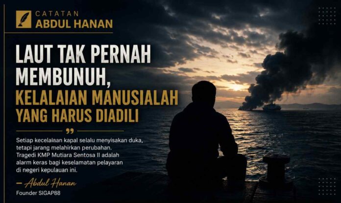 catatan Abdul Hanan kapal terbakar ilustrasi