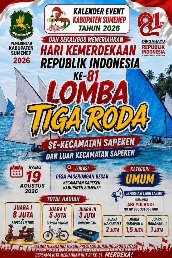 lomba-tiga-roda-sapeken-hut-ri-81-sumenep Lomba perahu layar tradisional Tiga Roda di Kecamatan Sapeken Kabupaten Sumenep.