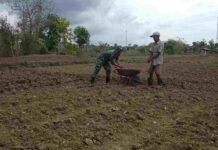 Babinsa Waru Pamekasan Bantu Warga Tampojung Tengah Siapkan Lahan Hortikultura