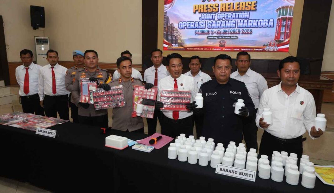 Konferensi pers pengungkapan 41 kasus narkoba oleh Polres Jombang
